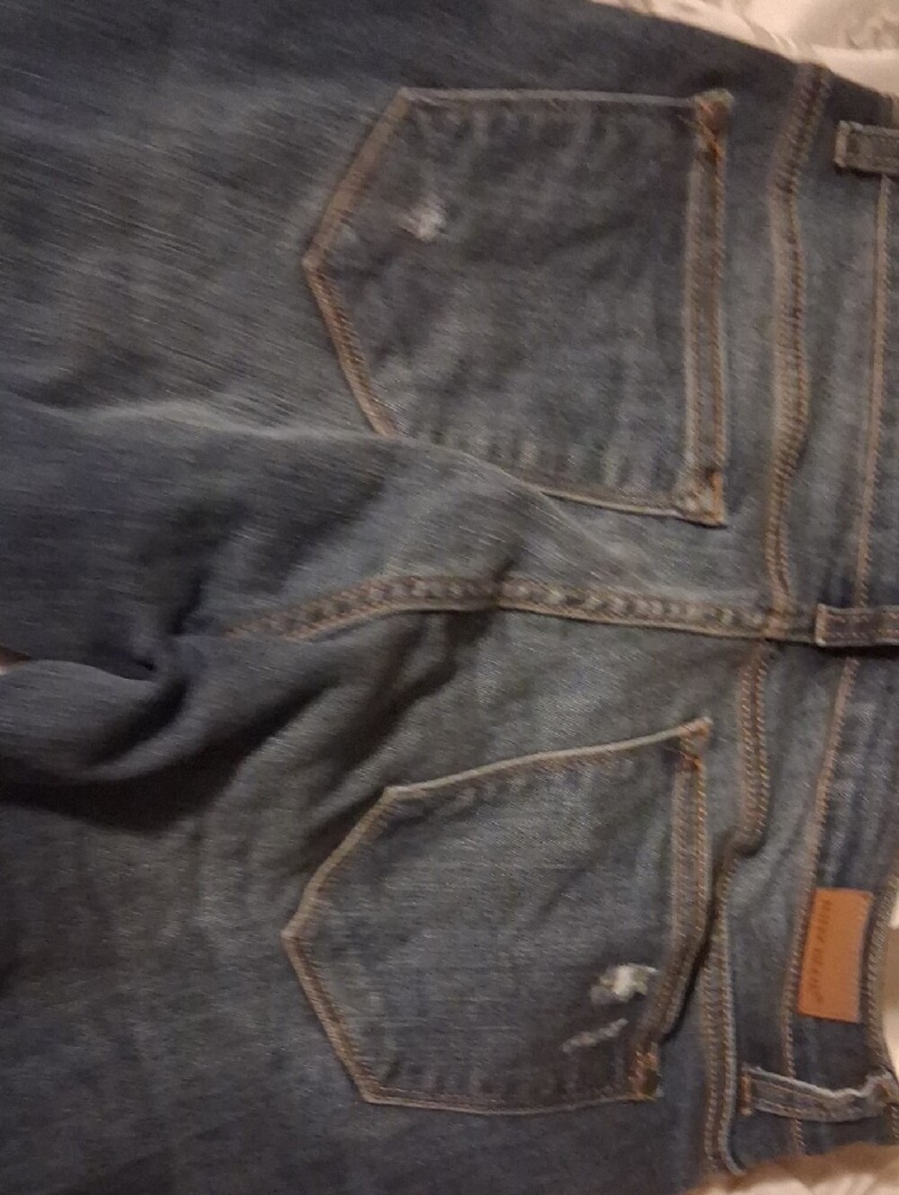 Judy Blue Dark Blue Distressed Boyfriend Jeans with Red Plaid Patches - Picture 8 of 10